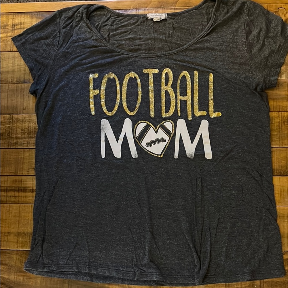 Football Mom Graphic womensT-Shirt - gray